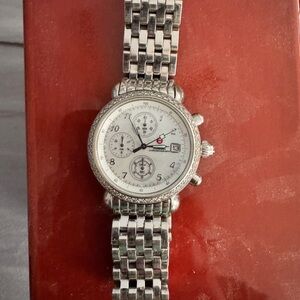 Michele Silver Watch with White Dial